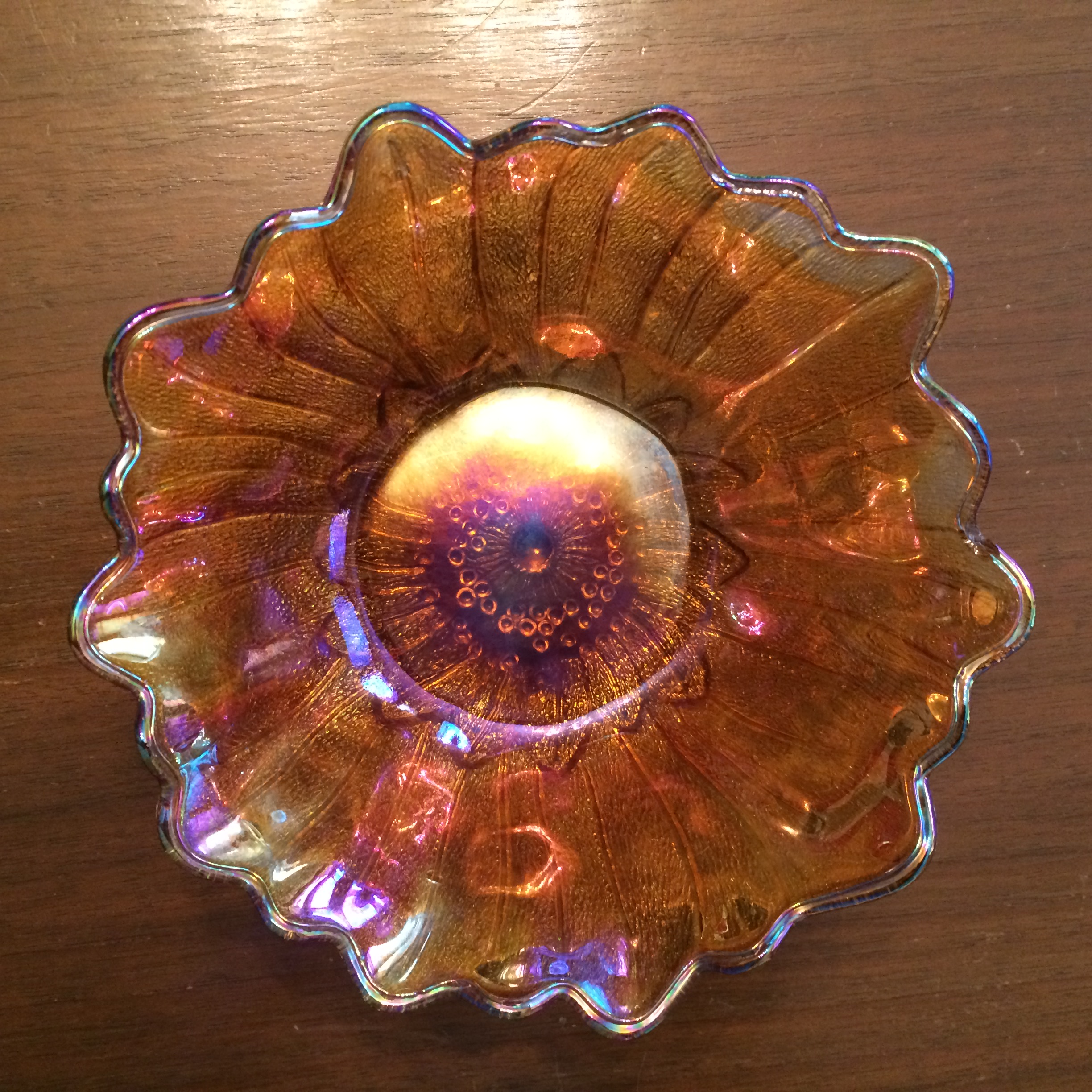 Iridized Vintage Carnival Glass Bowl.